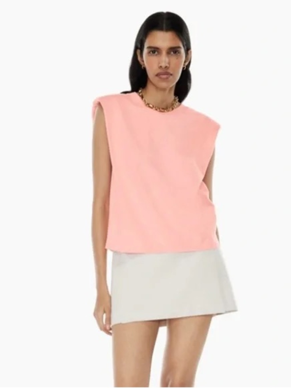 Babaton Pink Shoulder Pad Crop Top